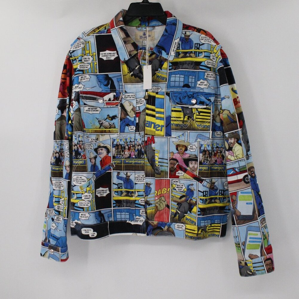 NWT wrangler jacket Large men's 75th comic book jacket trucker hero cowboy denim